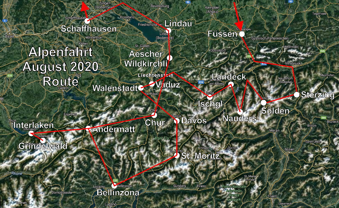 Alpenfahrt 2020 Route